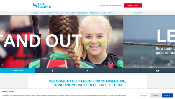 Screenshot of the Littlehampton Unit 215 Of The Sea Cadet Corps website