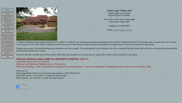 Screenshot of the Pulborough Social Centre website