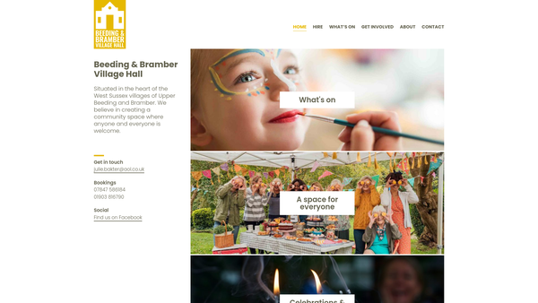 Screenshot of the Upper Beeding And Bramber Village Hall website