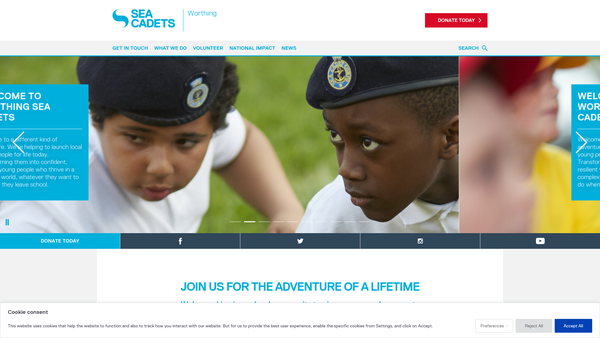 Screenshot of the Worthing Unit 380 Of The Sea Cadet Corps website