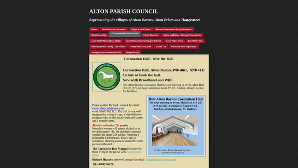 Screenshot of the Coronation Hall website