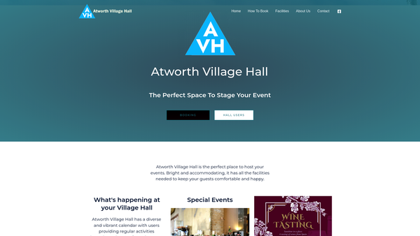 Screenshot of the Atworth Village Hall And Recreation Ground website