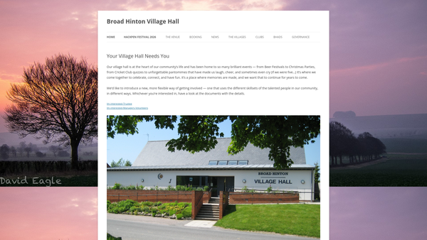 Screenshot of the Broad Hinton Village Hall website
