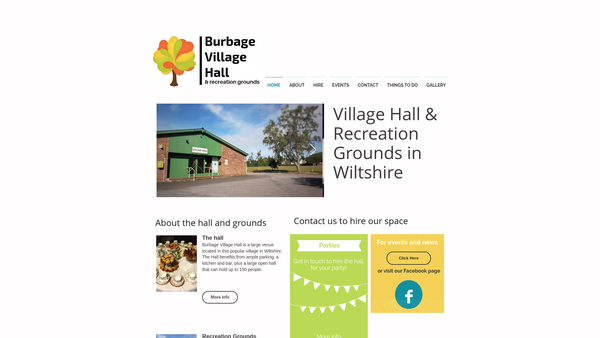 Screenshot of the Burbage Village Hall website