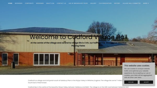Screenshot of the Codford Village Hall website