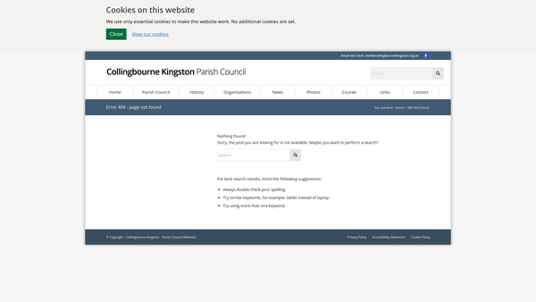 Screenshot of the The Collingbourne Kingston Village Hall website