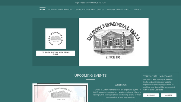 Screenshot of the Dilton Memorial Hall website