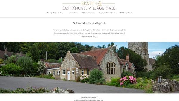 Screenshot of the East Knoyle Village Hall website