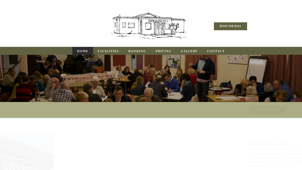 Screenshot of the Village Hall For The Benefit Of Hook, Greatfields And Greenhill website