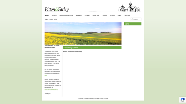 Screenshot of the Pitton Village Hall Playing Field And Recreation Ground website