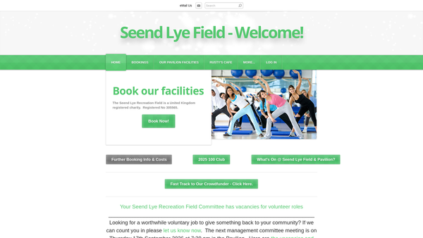 Screenshot of the Seend Lye Recreation Field website