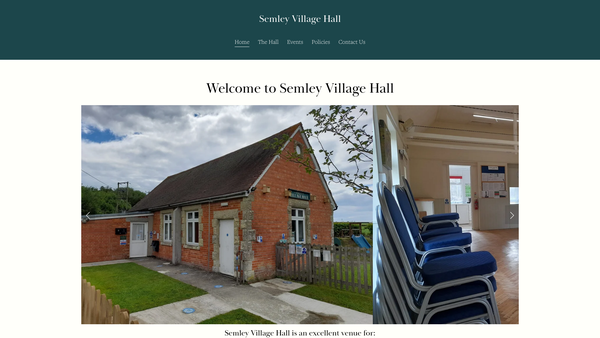 Screenshot of the Semley Village Hall website