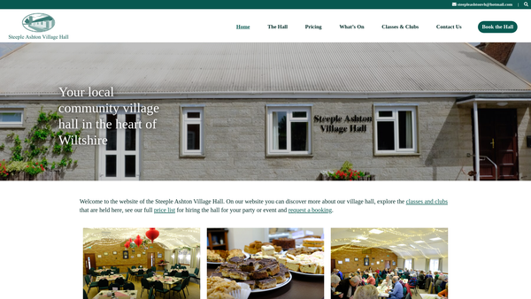 Screenshot of the Steeple Ashton Village Hall website