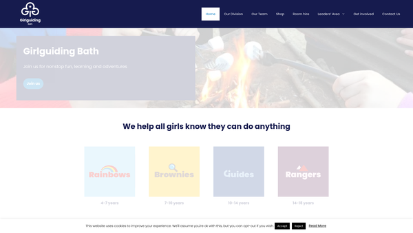 Screenshot of the Bath Division Guide Association website