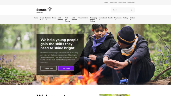 Screenshot of the Somerset County Scout Council website