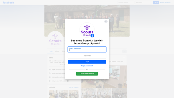 Screenshot of the 6th Ipswich (St Johns) Scout Group website