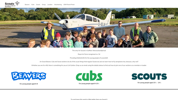 Screenshot of the 1st Carlton Colville Scout Group website