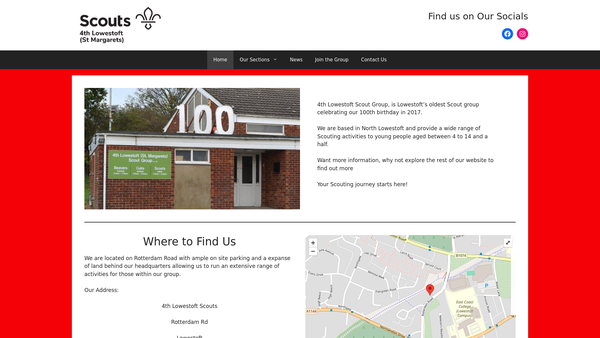 Screenshot of the 4th Lowestoft Boy Scout Group website