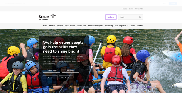 Screenshot of the 3rd Banstead Scout Group website