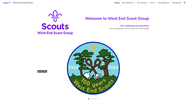 Screenshot of the West End Scout Group website