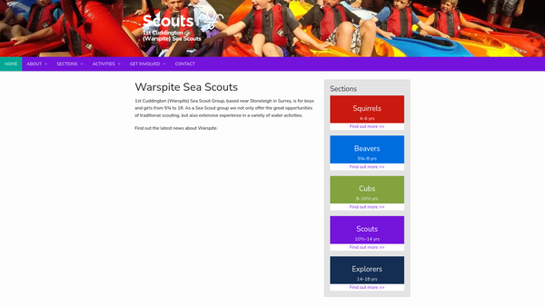 Screenshot of the 1st Cuddington Sea Scout Group website