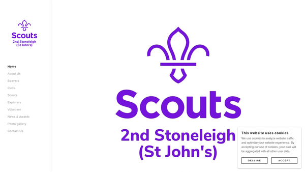 Screenshot of the 2nd Stoneleigh (St Johns) Group Scouts website