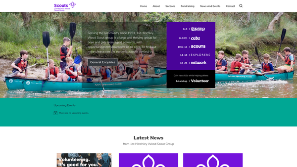 Screenshot of the 1st Hinchley Wood Scout Group website