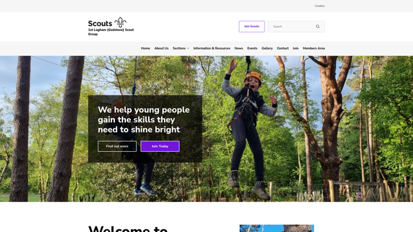 Screenshot of the 1st Lagham (Godstone) Scout Group website