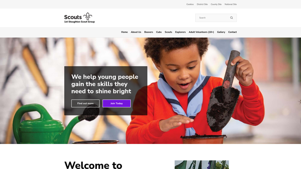 Screenshot of the 1st Stoughton Scout Group website