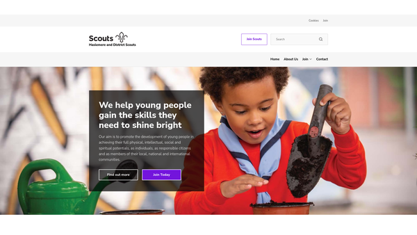 Screenshot of the Haslemere District Scout Council website
