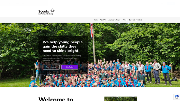 Screenshot of the 1st Ashtead (Pelham) Scout Group website