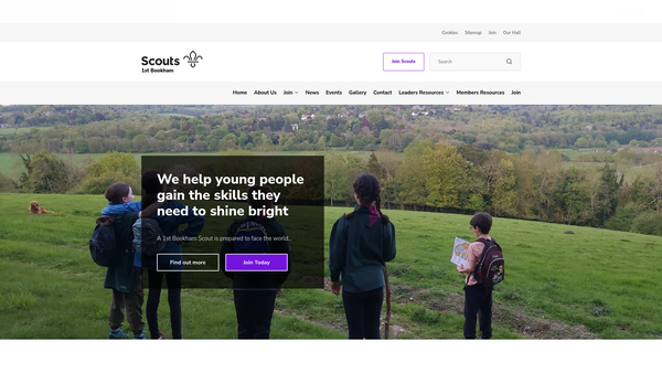 Screenshot of the 1st/3rd Bookham Scout Group website