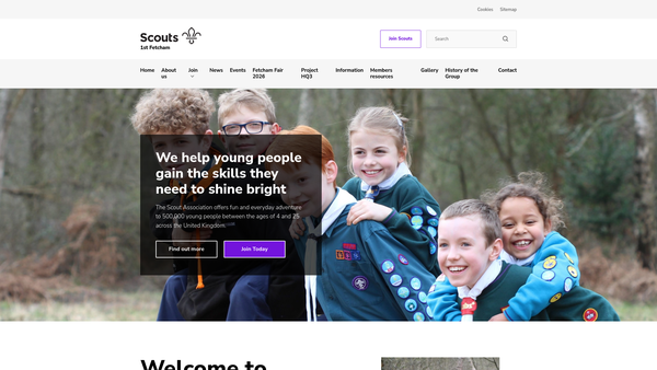 Screenshot of the 1st Fetcham Scout H Q website