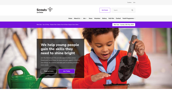 Screenshot of the 1st Oxted Scout Group website