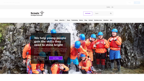 Screenshot of the Earlswood (2Nd Reigate) St John's Scout Group website