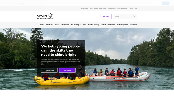 Screenshot of the 5th Reigate Scout Group website