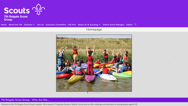 Screenshot of the 7th Reigate Scout Group website