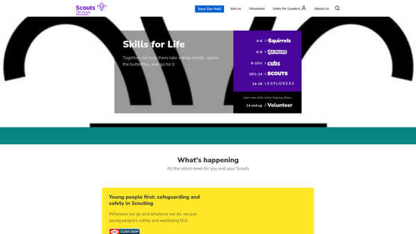 Screenshot of the 34th Reigate (Meadvale) Scout Group website