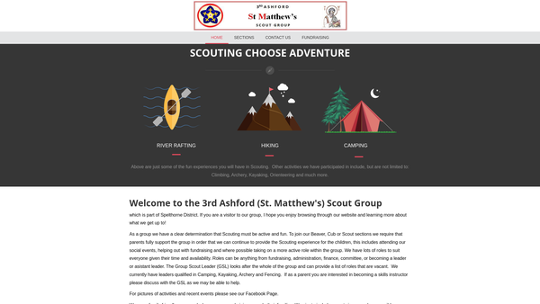 Screenshot of the 3rd Ashford (St Matthews) Scout Group website