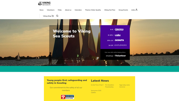 Screenshot of the 1st Walton-On-Thames Scout Group website