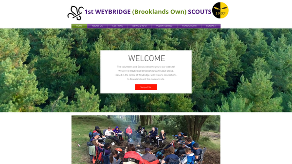 Screenshot of the 1st Weybridge (Brooklands Own) Scout Group website