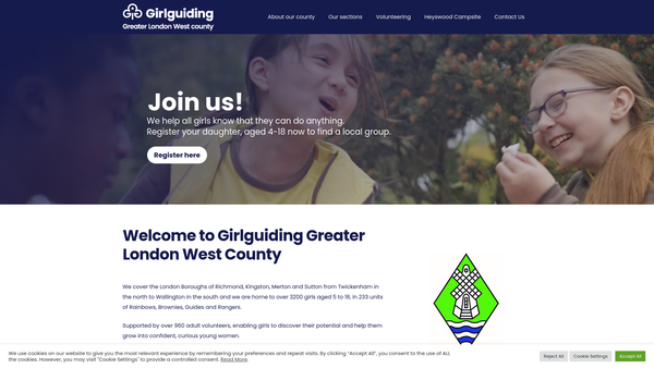 Screenshot of the The Guide Association Greater London West website