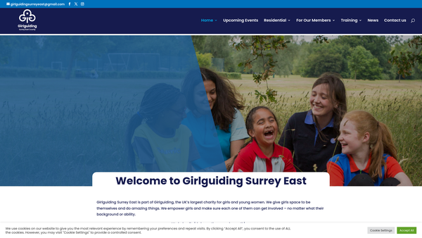 Screenshot of the County Of Surrey East Guide Association website