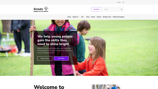 Screenshot of the Brighton & Hove District Scout Council website