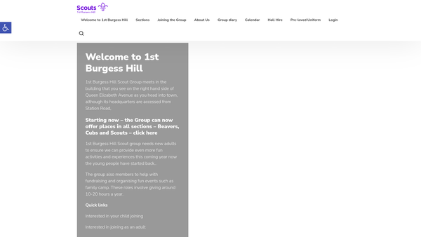 Screenshot of the 1st Burgess Hill Scout Group website