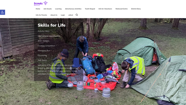Screenshot of the Mid Sussex District Scouts website