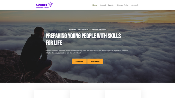 Screenshot of the Eastbourne District Scout Council website