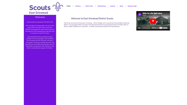 Screenshot of the East Grinstead District Scouts Council website