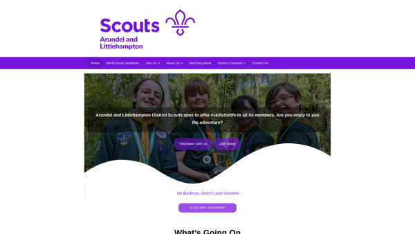 Screenshot of the Arundel And Littlehampton District Scout Association website