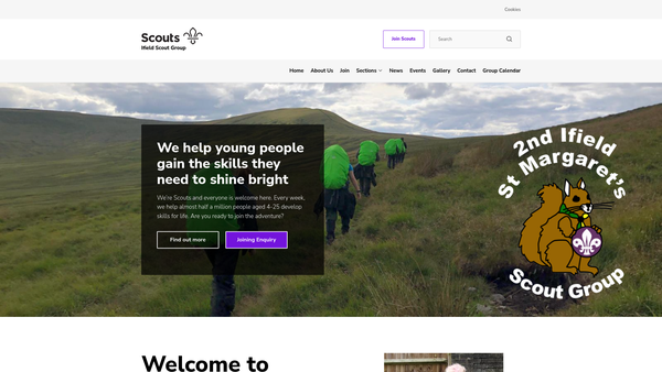Screenshot of the 2nd Ifield (St. Margaret's) Scout Group website